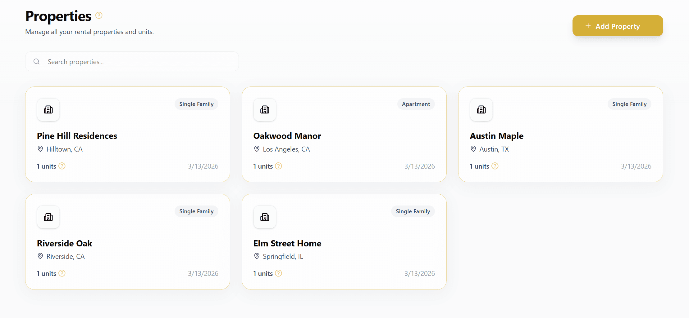 Properties Dashboard